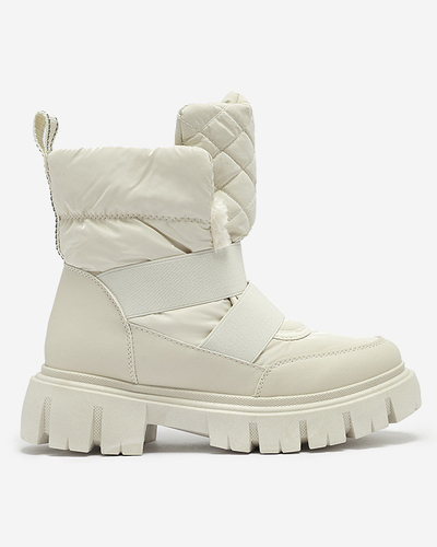 Женские сноубутсы на плоской подошве бежевого цвета Ferory- Footwear