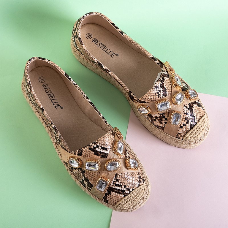 Светло-коричневые женские эспадрильи со стразами Erilla