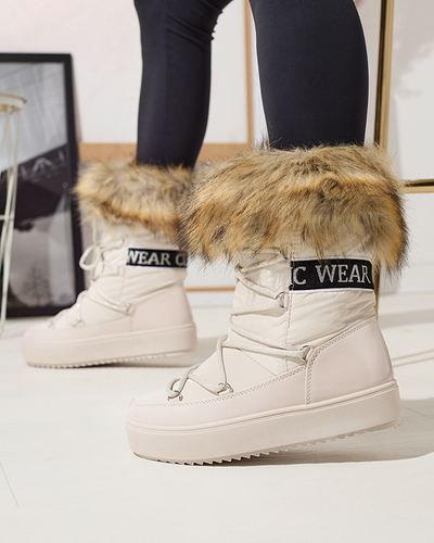 Бежевые женские сапоги-слипы с мехом Lilitsa- Footwear