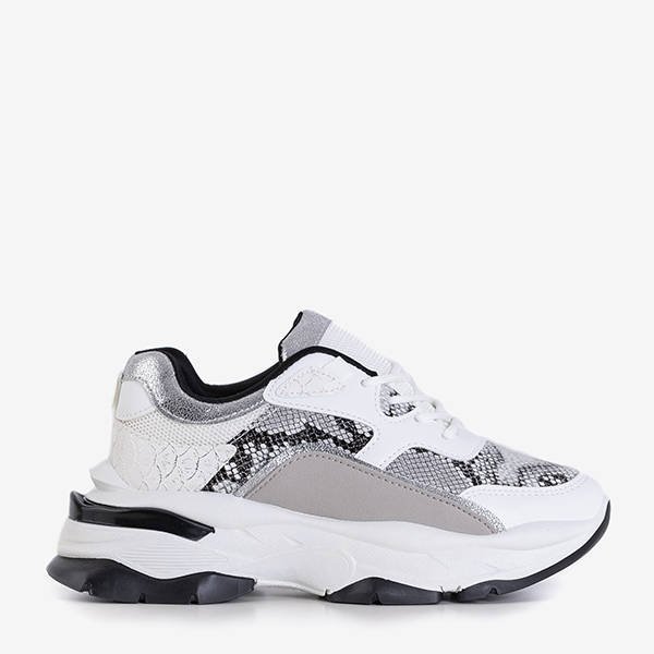 Женские белые спортивные туфли с тиснением под змеиную кожу Феликс - Обувь