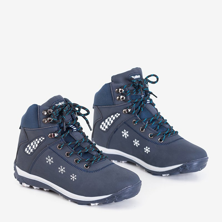 Зимние женские ботинки темно-синего цвета со снежинками Sniesavo - Обувь