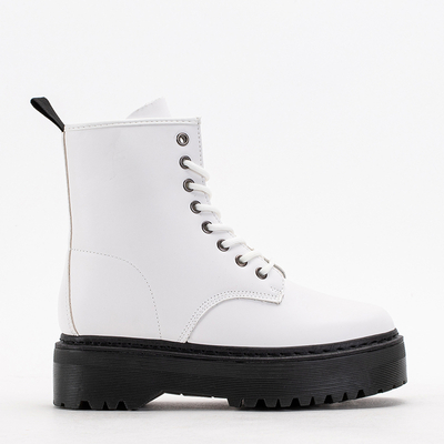 Balti darbiniai batai ant masyvaus Lesya pado - Avalynė