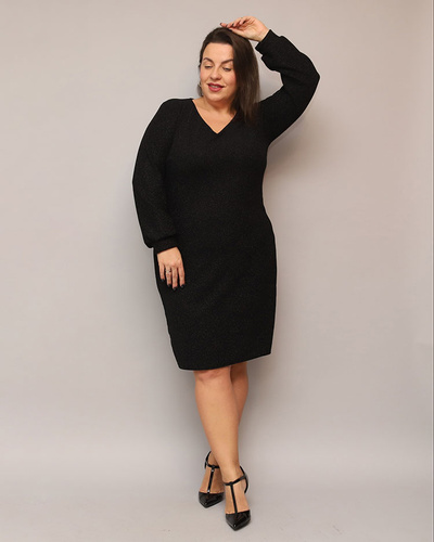 Royalfashion Blizgi moteriška suknelė iki kelių juodos spalvos PLUS SIZE