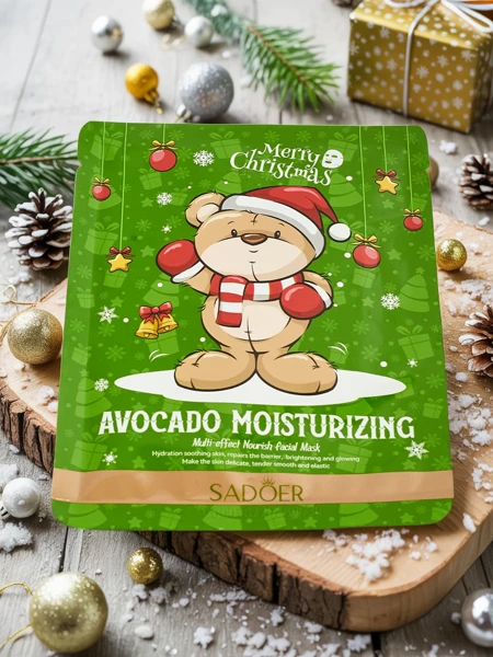 Šventinė veido kaukė lakšte su avokadu – drėkinamoji