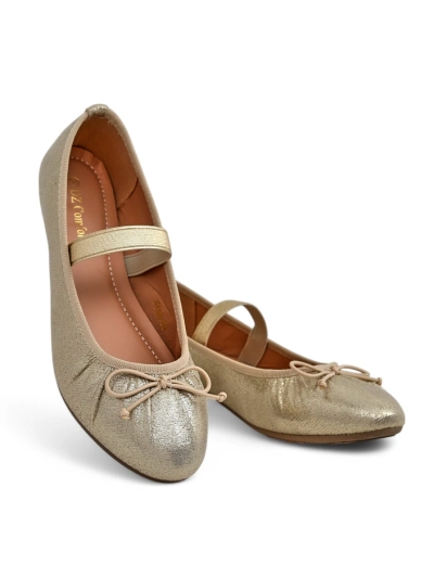 Royalfashion Blizgios moteriškos ballerinos su kaspinu ir elastiku Safte