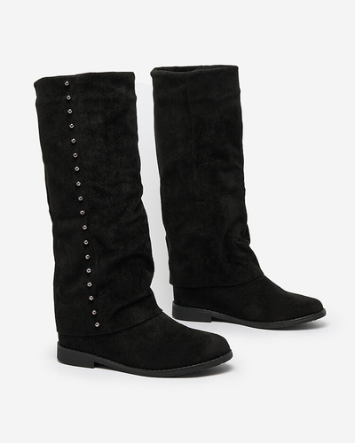 Royalfashion Черные женские сапоги со скрытым якорем Bisadi