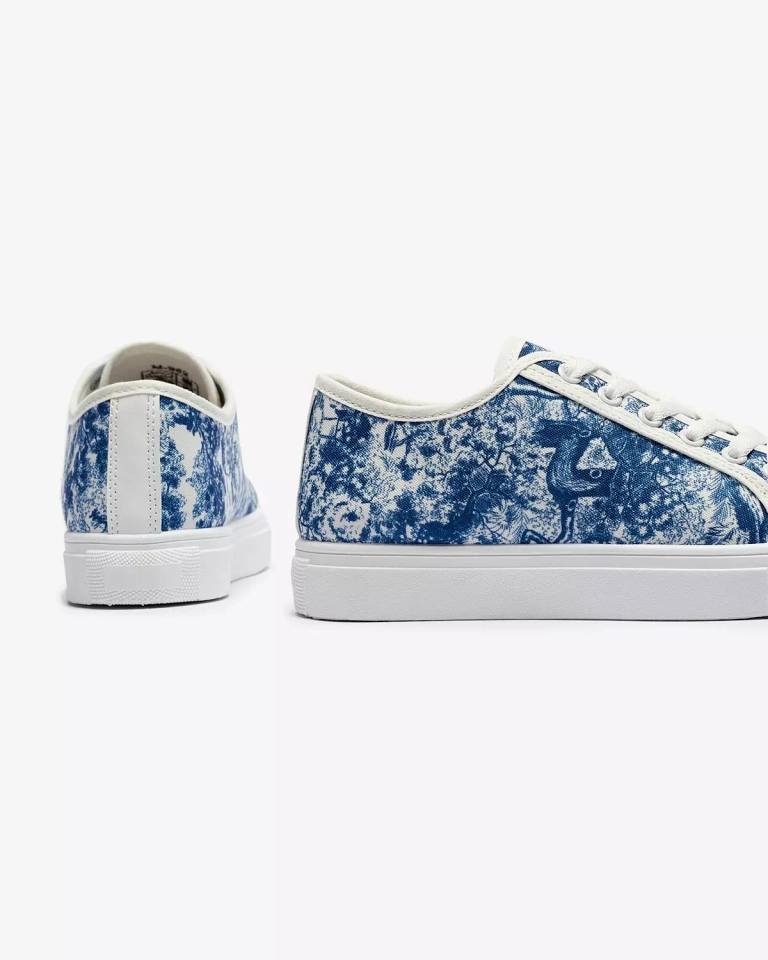 Сине-белые женские теннисные кроссовки с принтом Denoll- Footwear