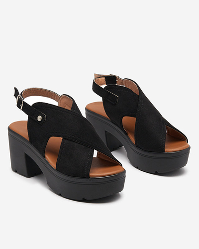 Черные босоножки на каблуке Mihele