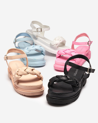 OUTLET Женские розовые босоножки с плетеным поясом Kafha - Обувь