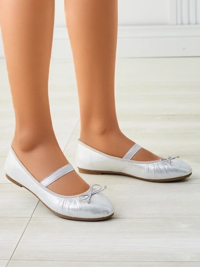 Royalfashion Blizgantys moteriški baleto bateliai su kaspinu ir elastiku Safte