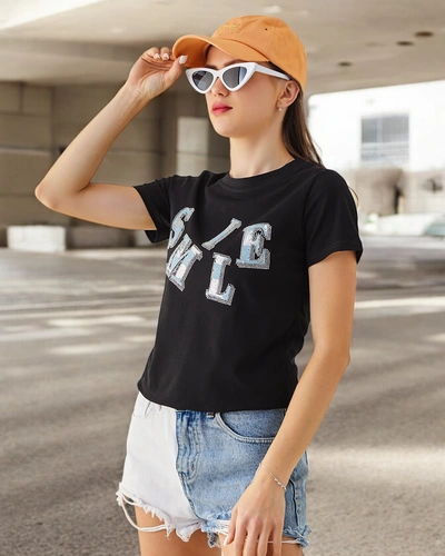 Royalfashion Moteriška medvilninė bliuskutė su užrašu