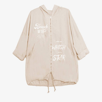 Beżowa damska kurtka z kapturem - Odzież