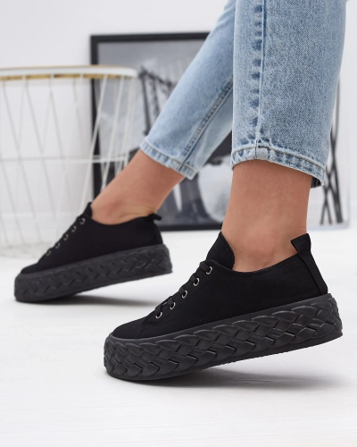 Спортивные кроссовки на платформе черного цвета Saddol- Footwear