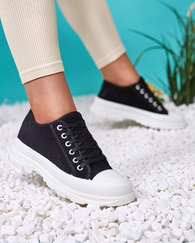 Royalfashion Juodi moteriški sportbačiai su platforma Spollero