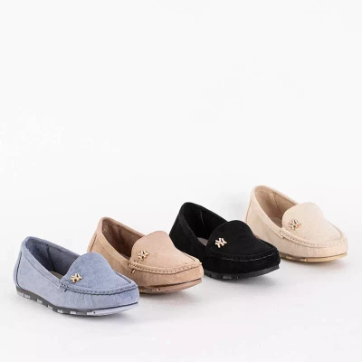 OUTLET Женские бежевые мокасины из эко-замши с декором Pixila - Обувь