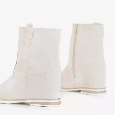 OUTLET Бежевые сапоги а-ля ковбойские сапоги на комнатной танкетке Teilor - Обувь