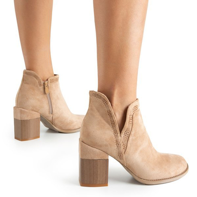Светло-коричневые ботинки на квадратном каблуке Lemere - Обувь