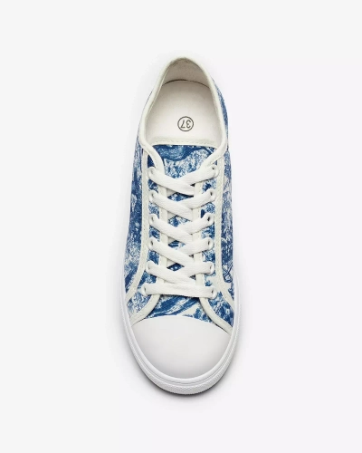 Сине-белые женские теннисные кроссовки с принтом Denoll- Footwear