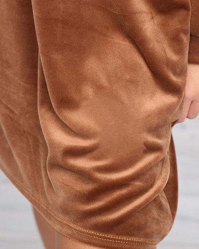 Длинная женская туника с нашивкой коричневого цвета - Одежда