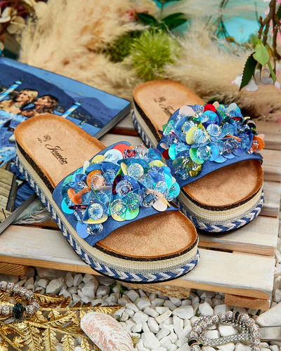 Royalfashion Женские шлепанцы со стразами Loassa