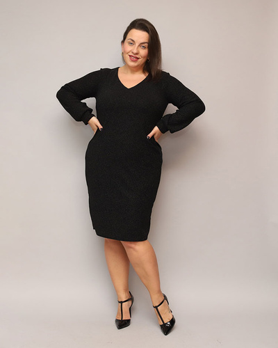 Royalfashion Blizgi moteriška suknelė iki kelių juodos spalvos PLUS SIZE