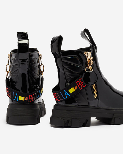 Черные женские лакированные сапоги Osallu 