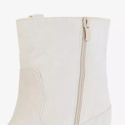 OUTLET Бежевые сапоги а-ля ковбойские сапоги на комнатной танкетке Teilor - Обувь