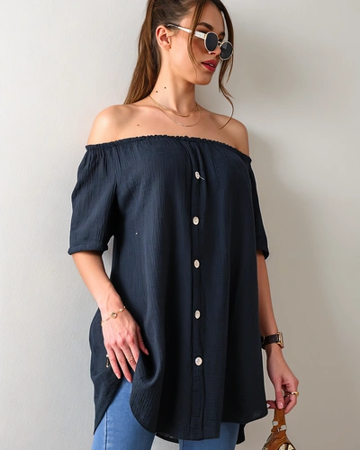 Женская блузка Royalfashion из хлопка, вдохновленная испанским стилем с декоративными пуговицами