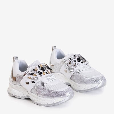 Balti moteriški sportiniai bateliai su papuošimais Ignassy - Avalynė