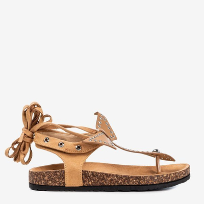 Светло-коричневые босоножки с завязками Celione