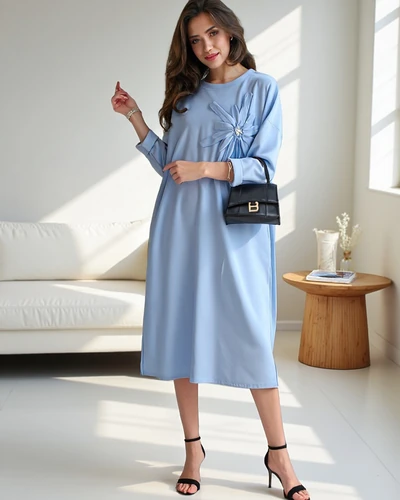 Royalfashion moteriška midi suknelė, per didelis audinys su gėle