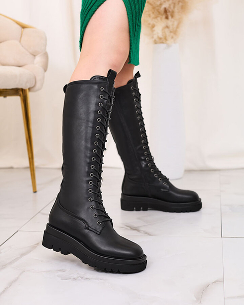 Royalfashion Juodi nėriniuoti moteriški batai Decovbo