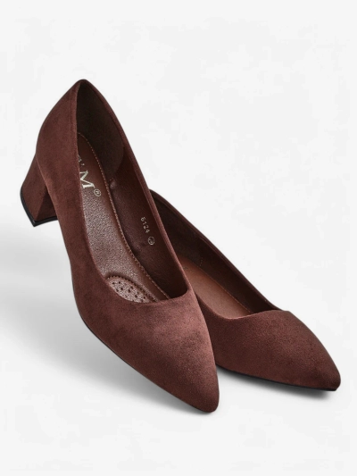 Aurelia Classico – Brown Suede Block Heel Pumps 4.5 cm
