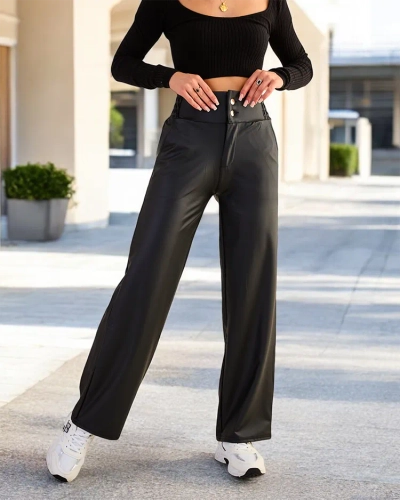 Royalfashion Женские широкие брюки из эко-кожи