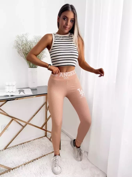 Moteriški pudruoti briaunoti antblauzdžiai su užrašais - Drabužiai