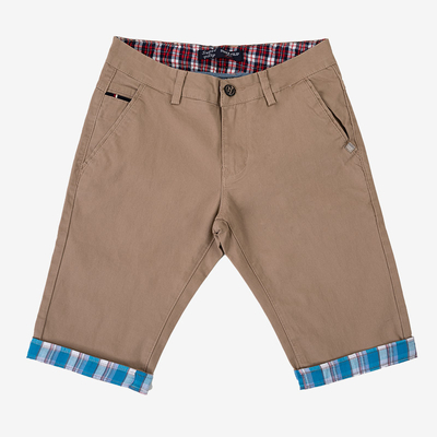 Бежевые мужские шорты с голубыми вставками