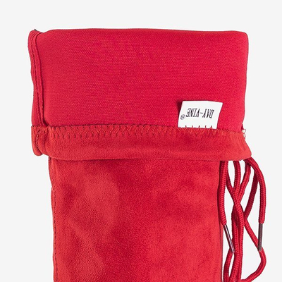 Czerwone kozaki za kolano na słupku Fortunata - Obuwie