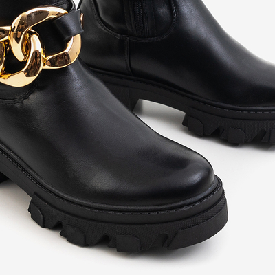 Черные женские сапоги на цепочке Potelia