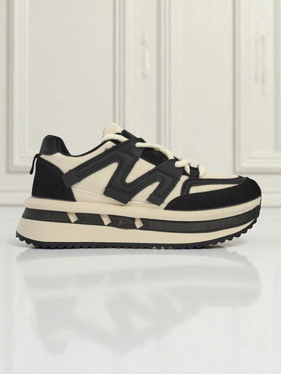 Selene Nero Black Eco-Leather Platform Sneakers for Women