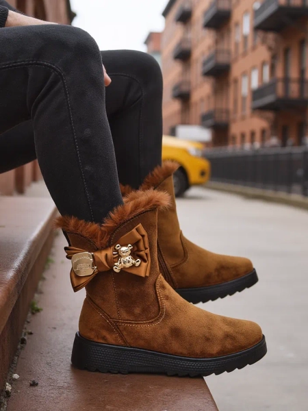 Кроссовки Royalfashion Женские зимние ботинки с бантом Kiebbi