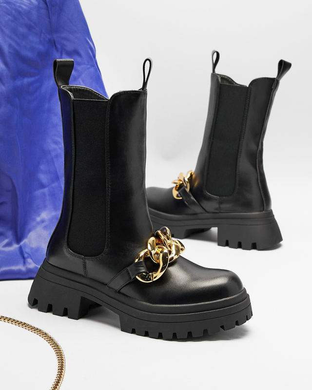 Juodi moteriški batai su grandinėle Evves- Footwear