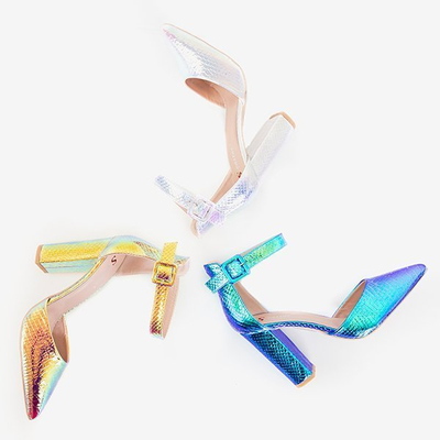 Holografiniai mėlyni siurbliai a'la gyvatės oda Monifik - Avalynė