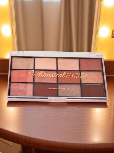 ANYLADY 12 akių šešėlių paletė su blizgiomis ir matinėmis spalvomis Champagne Ruby Glamour