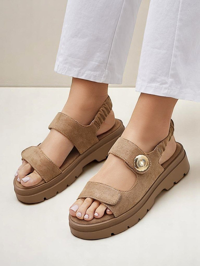 Royalfashion Callisto women's sandals brown ecological leather platform