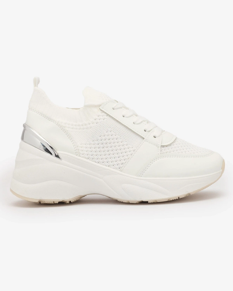 Белые женские спортивные кроссовки на каблуке Ezetta- Footwear