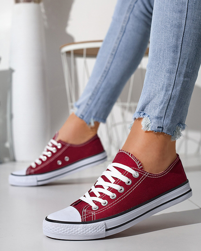 Bordowe trampki sznurowane Noenoes - Obuwie