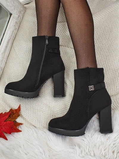 Женские ботильоны Zavrina из эко-замши на каблуке-столбике