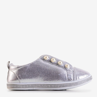 Серебряные детские кеды с жемчужинами Merina