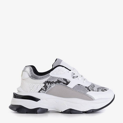 Женские белые спортивные туфли с тиснением под змеиную кожу Феликс - Обувь