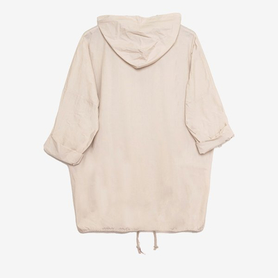 Beżowa damska kurtka z kapturem - Odzież